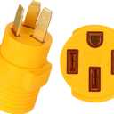 Kanayu 3 Prong Stove Adapter Compatible with NEMA 10-50p to 14-50r Adapter 3 Prong Male Plug to 4 Female Receptacle 50amp Ev Charger Generator Welder Power Cord Connector (Yellow)