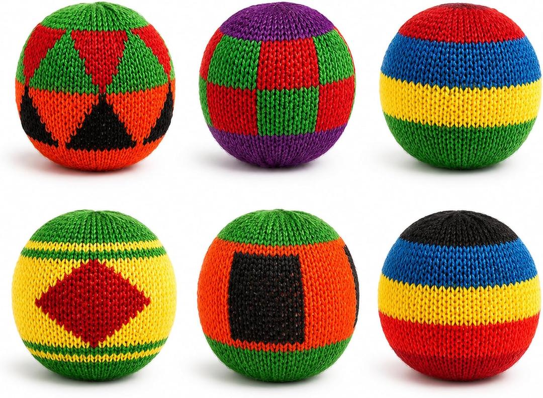 ITD ITANDA Footbag, Handmade Crochet Knitted Sand Filled Kicking Ball, Leak-Proof Reinforced Seams Colorful Foot Bags for Freestyle Tricks, Juggling, Indoor Outdoor Party Favors & Campus Games