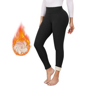 Women's Fleece Lined Leggings High Waisted Winter Thermal Workout Tights for Yoga Lady (XL, Black)