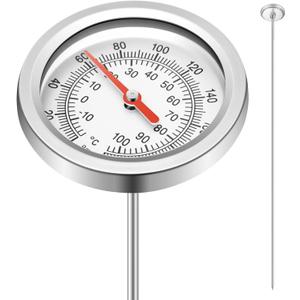 Tellegloww Compost Thermometer 39.4 Inch Stem Composting Soil Thermometer Waterproof Soil Temperature Thermometer, Fahrenheit and Celsius, Stainless Steel, with Composting Temperature Guide