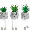OLEEK small fake plants office decor - fake succulents plants artificial for desk decor - fake plant office decorations for work - office decor for women - office plants cubicle accessories room decor (collection A (set of 3))