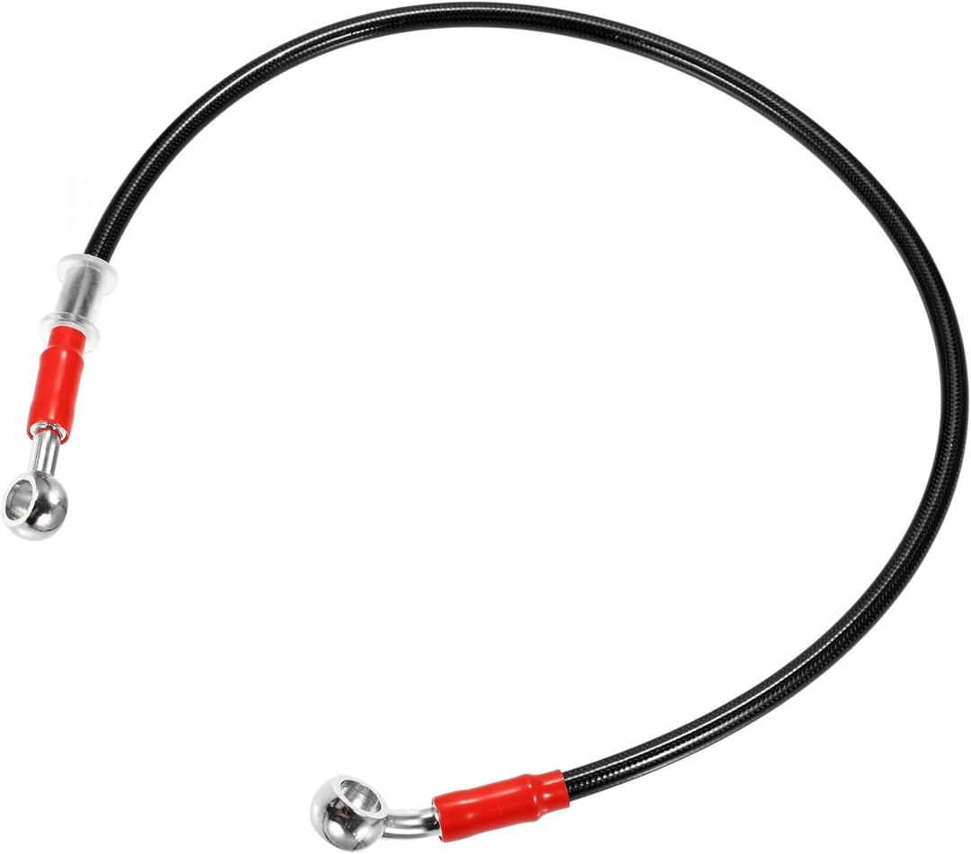 X AUTOHAUX 65cm 25.59" Length 10mm ID Motorcycle Hydraulic Brake Line Oil Hose Pipe 28 0 Stainless Steel Braided Cable for ATV Motocross Sport Bikes Black