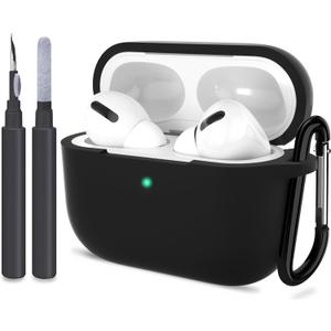 ATUAT for AirPods Pro 2nd Generation Case Cover, Protective Silicone Skin Accessories with Keychain for Women Men for Apple AirPods Pro Gen 2(2022), Front LED Visible-Black