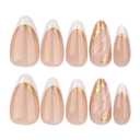 5 x White French Tip Press on Nails Almond Fake Nails Medium False Nails with Gold Glitter Design Glue on Nails Ombre Full Cover Stick on Nails Glossy Acrylic Nails for Women Fall Manicure 24Pcs