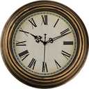 Vintage Wall Clock, 10'' Retro Silent Non Ticking Classic Clocks, Roman Numerals Easy to Read, Quality Quartz Clock Battery Operated, Decorative Bedroom, Kitchen, Office (Gold Copper)
