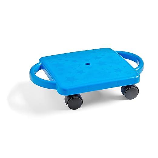 hand2mind Blue Indoor Scooter Board with Handles, Sit Down Floor Scooter, Gym Activities for Kids, Indoor Sport Recess Games, Physical Education Equipment, Gross Motor Toys
