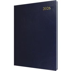 Collins - Essential - 2026 12 Month Calendar Year Planner, Day-To-Page Diary, A4 Hard Cover - Dark Blue (ESSA41.65-26)