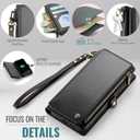 Defencase Compatible with Samsung Galaxy S23 Case Wallet with RFID Blocking Card Holder for Women Men, PU Leather Magnetic Snap Flip Zipper Strap Wallet Phone Case Fit for Galaxy S23 5G 6.1", Black