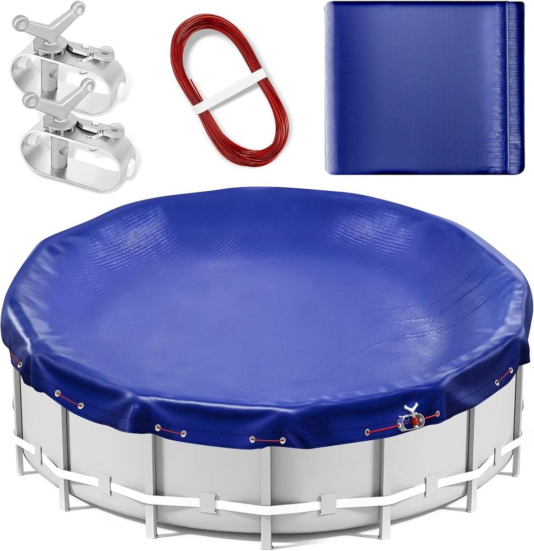 18FT Round Pool Cover for Above Ground Pools, Ultra Thick and Durable Above Ground Pool Cover, Premium Cold and UV Resistant 18 FT Winter Pool Cover