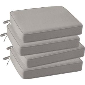 Outdoor Sunbrella Square Corner Seat Cushion, 18.5"x16"x3", Set of 4, Non Slip Outdoor Seat Cushion Pads with Removable Cover for Patio Furniture, Garden Yard Lawn, Specrtum Pebble