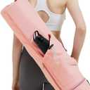 PUXING Yoga Mat Bag Yoga Mat Carrier Bag with Water Bottle Pocket and Bottom Wet Pocket Waterproof Yoga Mat Carry Bag Multi-Functional Storage Bag for Women Men (Pink)