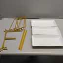 LAUCHUH 3 Tier Serving Stand Porcelain Serving Platter Tier Serving Trays with Collapsible Sturdier Rack, Serving Dishes and Platters for Thanksgiving, Christmas, Entertaining, Gold, 12 Inch