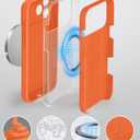Liquid Silicone Case for iPhone 17 pro with Magnetic Ring Stand, Upgraded Camera Lens tection Mil-Grade Drop Shockof Soft Anti-Scratch Microfiber Lining(Orange)