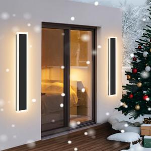 2-Pack 36inch Modern Outdoor Wall Light Exterior LED Long Wall Lighting Fixture, IP65 Waterproof Wall Lamps, Dimmable 30W 2700LM Black Wall Sconce, 3000K/4000K/5000K Selectable, ETL