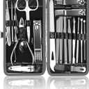 Manicure Kit, Okom Manicure Set, Travel Essentials Nail Kit, Includes Nail Clippers, Nail File and Pedicure Tools for Feet Pedicure Kit, Gifts for Men and Woman, Grooming Kit(19Pcs) (Large (Pack of 1))
