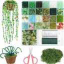 Draupnir 5424 Pcs Beaded Plant Kit Forever Green Beads for Beaded Plants, Glass Beads Bulk Leaf Flower Beads for Succulent Plant Jewelry Making DIY Craft(Plant Pot is NOT Included)