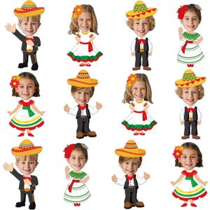 60Pcs Mexican Cutouts Mexican Fiesta Classroom Bulletin Board Decorations Fiesta Photo DIY Craft Cutouts Mexico De Mayo Themed Cutout for School Classroom Office Home Chalkboard Wall Door Decor