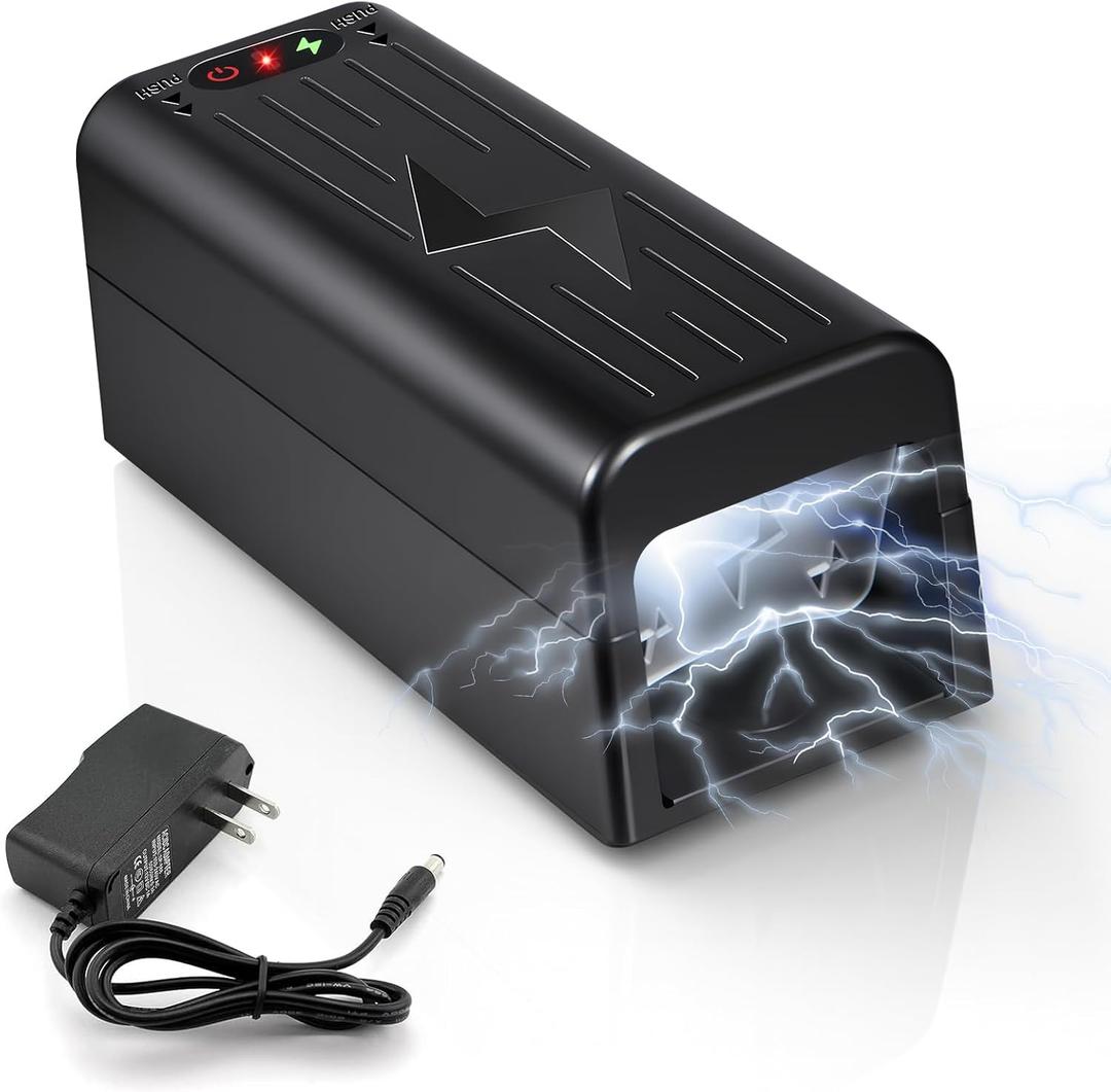 Electric Mouse Traps Zapper, High Voltage Instantly Kills No-Touch Electronic Rat Traps Indoor for Home, Living Rooms, Kitchens, Garages, Reusable Mice Trap Zapper for Rodent Chipmunks (1, Black)