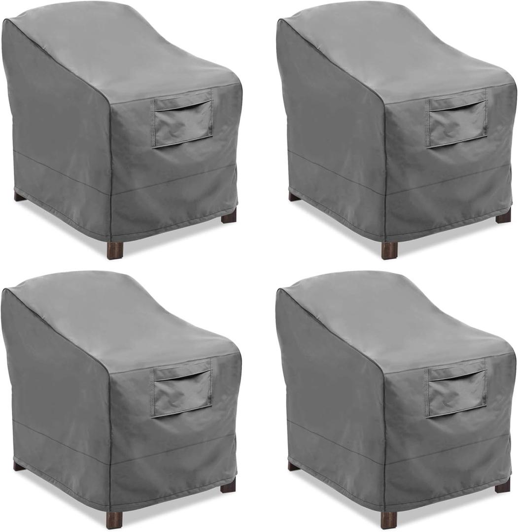 Vailge Patio Chair Covers, Lounge Deep Seat Cover, Heavy Duty and Waterproof Outdoor Lawn Patio Furniture Covers (Grey, 4 Pack-Medium)