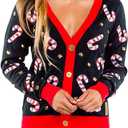 Tipsy Elves Classic Cute Cardigan Ugly Christmas Sweaters for Women with Fun Patterns and Animals (Small, Candy Cane Lane (Black))