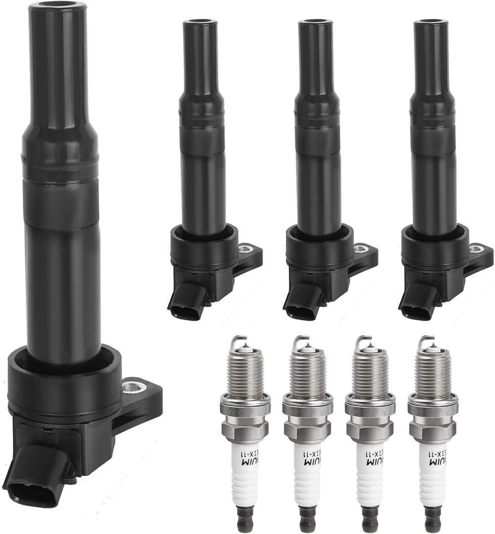 Ignition Coil Pack and Spark Plugs Kit fit for 1.8 2.0 L4 Hyundai Elantra GT Tucson, Kia Soul Forte Forte5 2012 2013 2014 2015 2016 2017 2018 2019 2020, UF651, Set of 4