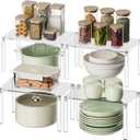 Clear Cabinet Organizer: Acrylic Shelf Riser Set of 4 for Kitchen Pantry Organizers and Storage - Countertop Spice Rack for Cabinet - Stackable Display Shelf Decor for Gift