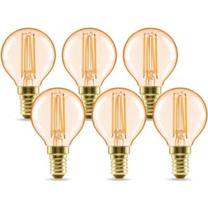LVWIT 4W E14 G45 LED Filament Bulb, 6 Pack
