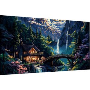 JOOZ Mountain Diamond Painting Kit for Adults 5D Large Landscape Diamond Art Kits for Adults House Diamond Art Painting Kits Gem Art Kits for Home Wall Decor 27.5x15.7Inch (GH10)