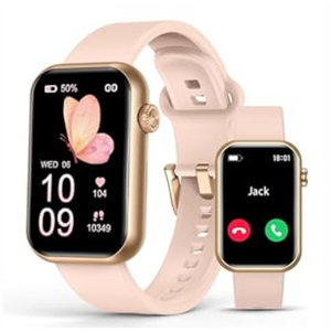 Smart Watch Fitness Tracker (Answer/ Make Call), 24/ 7 Heart Rate Spo2 Blood Pressure Monitor Sleep Tracker, 114 Sports Modes Pedometer Calorie Step Tracker, Waterproof Activity Tracker for Women + 2 Bands (Gold)