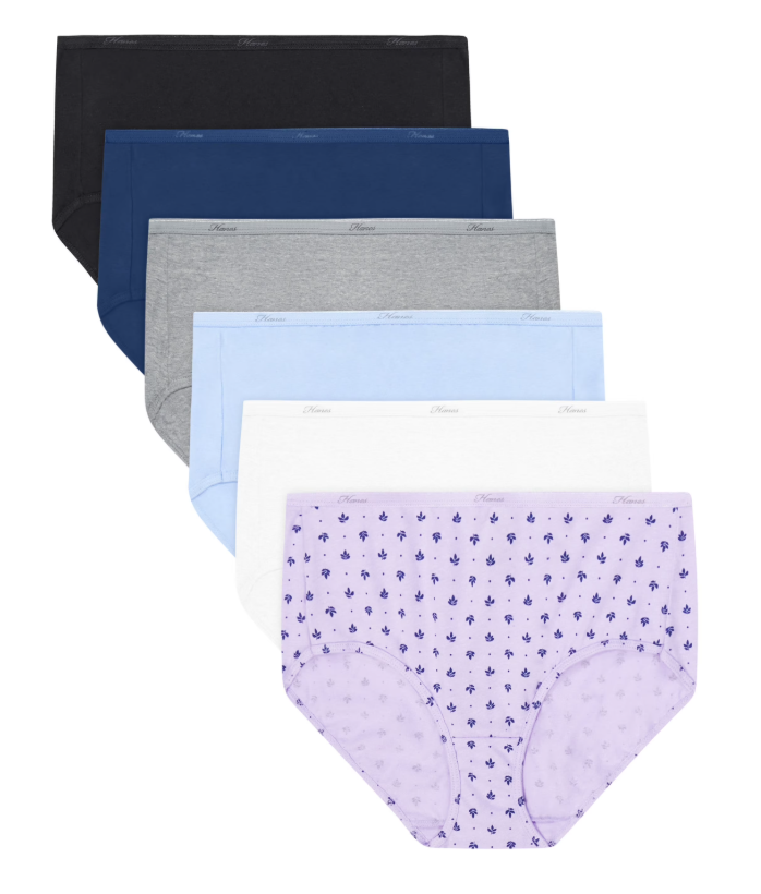 Hanes Womens Cotton Brief Underwear, Moisture-Wicking, 6-Pack Assortment 1 Size 3XL