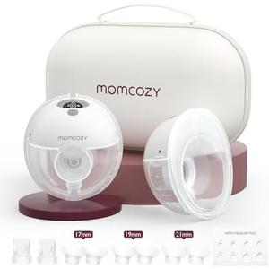 Momcozy M5 Hands-Free Wearable Breast Pump, Double-Sealed Flange for Baby-Like Comfort, 3 Modes & 9 Suction Levels, Portable Electric Pump – 24mm, 2-Pack Quill Gray