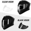 Motorcycle Helmets Full Face for Adults Motorcycle Helmet Men & Women - DOT Approved with 2 Removable Visors (1 Clear + 1 Tinted), Suitable for Powersports, Bike & Motocross Rides (Black), Small 