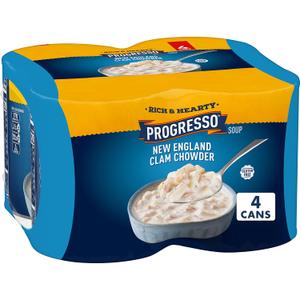 Progresso Rich & Hearty New England Clam Chowder Canned Soup, 18.5 oz, 4 pk (EXP 12/23/27)