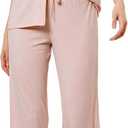 Women's Pajamas Sets 2 Piece Womens Short Sleeve Capri Pants Pajama Sets Tencel Rayon Cotton Pj Sets S-3XL (M)