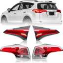 Tail Light Assembly Compatible with 2016-2018 Toyota RAV4, Outer&Inner Left Driver and Right Passenger Side Rear Taillights Brake Lamps with Clear Lens(4 Packs)