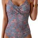 B2prity Women's One Piece Swimsuits Tummy Control Front Cross Bathing Suits Tie Back Slimming V Neck Swimwear (XXL)