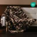 BENVWE Fluffy Faux Fur Throw Blanket for Couch, Soft Plush Thick Cozy Fuzzy Luxury Minky Bubble Blanket for Home Living Room Decor Gift for Women, Tie-dye Coffee, 60" x 80", 1100GSM