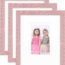 8x10 Glitter Picture Frame Set of 3, Stylish Sparkling Photo Frames with 5x7/4x6 Mat, Solid Wood and Real Glass for Tabletop or Wall Mount, Cute Home Office Decor, Pink