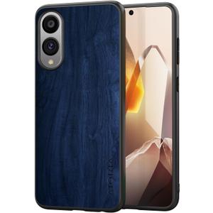 Case for Samsung Galaxy S25 Edge 5G funda Bamboo Wood Pattern PU Leather Back Cover for Samsung Galaxy s25 Edge case (Blue, Galaxy S25 Edge)