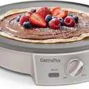 GreenPan Advanced 12" Crepe Maker, Ceramic Nonstick PFAS-Free Coating, Adjustable Temperature Control, 400°F Heating, Batter Spreader & Crepe Turner Included, Clay