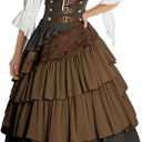 Women's Pirate Costume Retro Renaissance Cosutmes Women Layered Ruffle Viking Outfit Set, Small