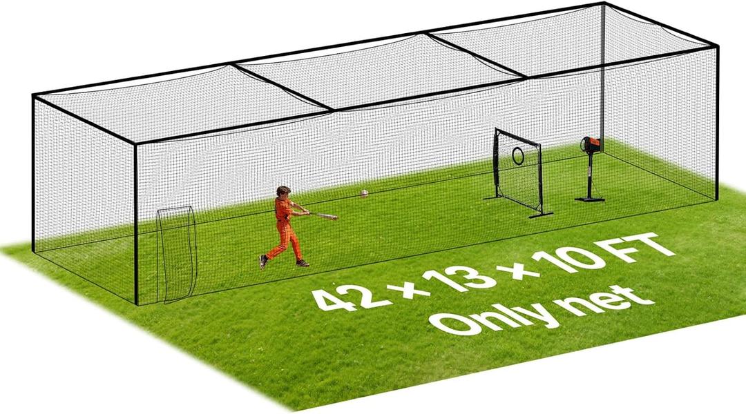 VEVOR Baseball Batting Cage,Professional Softball Baseball Batting Hitting Training Net,Heavy Duty Enclosed PE Practice Portable Pitching Cage Net with Door&Carry Bag,for Backyard,Field,Indoor&Outdoor, 41ft