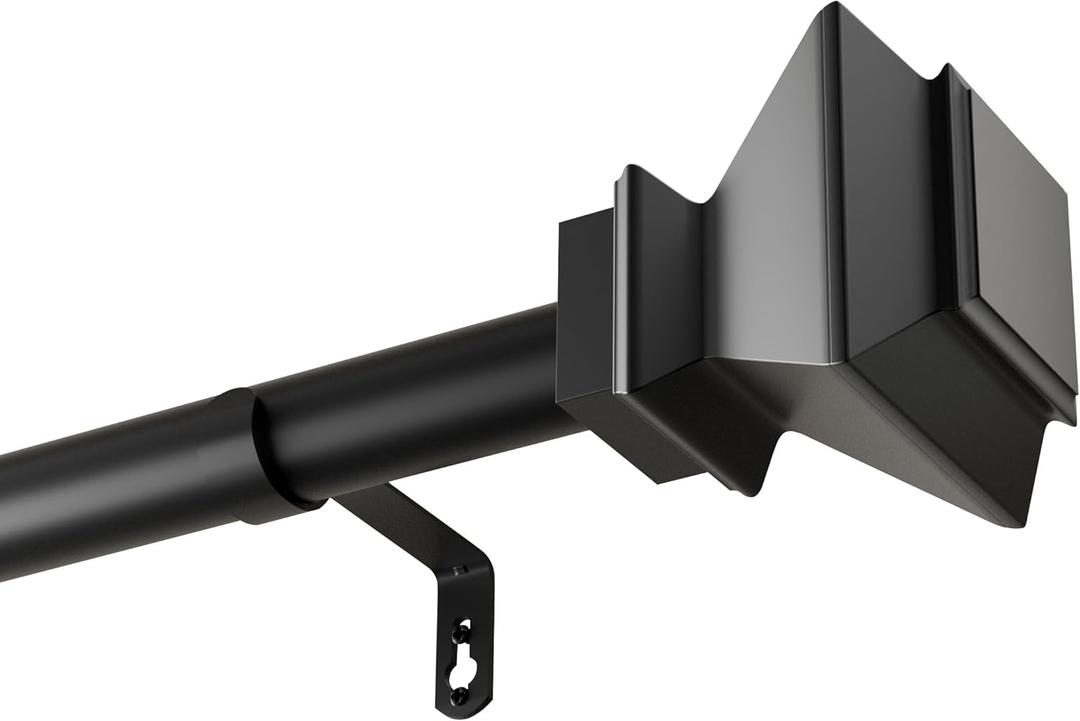 Curtain Rods for Windows 28-128 inch2.33-10.67Ft,1 inch Diameter Heavy Duty Single Rod,Matte Black Curtain Rod with Brackets Adjustable by Splicing for Bedroom,Living Room,Patio Itself 32-128 inch