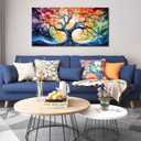 Large Canvas Wall Art Colorful Tree Picture Modern Living Room Bedroom Home Office Wall Decor Framed Canvas Prints Ready to Hang Size 24x48