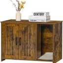 DWANTON Litter Box Enclosure, Cat Litter Box Furniture Hidden, with Scratching Mat, Wooden Cat Washroom Indoor, 31.5" L x 19.7" W x 21.7" H, Rustic Brown