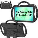 AVAWO Kids Case for Samsung Galaxy Tab A11+ Plus/A9+ Plus 11 Inch Case, with Strap, Shockproof Lightweight Handle Stand 2025/2023 Model with Lanyard, Black