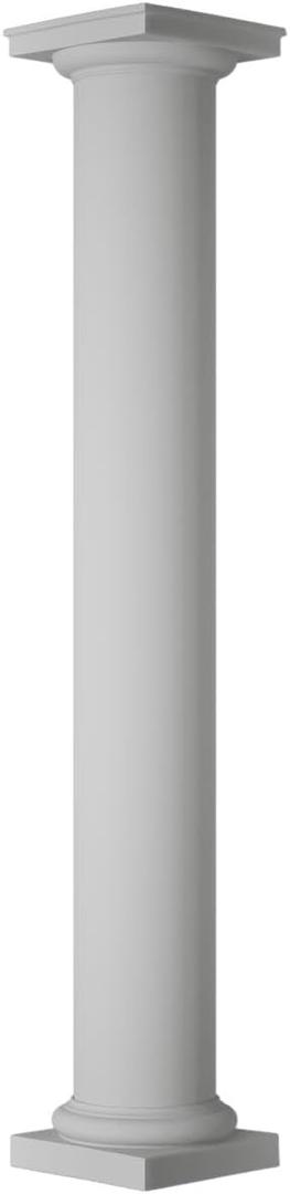 Endura-Stone Round Non-Tapered Column (FRP), Smooth Paint-Grade, Tuscan Capital & Base, 10" Shaft Diameter x 8' Overall Height - Unsplit/Whole (Plan A)