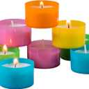 Stonebriar 96 Pack Multicolor Tea Lights, Colorful Tea Candles, Unscented, 6 to 7 Hour Long Burning