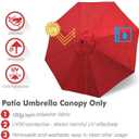 9ft Patio Umbrella Replacement Canopy Only,Outdoor Table Market Yard Umbrella Top for Outdoor Umbrella Canopy with 8 Ribs (Red)