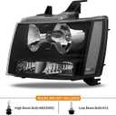 APSVE Headlights Assembly for 2007-2014 Chevy Tahoe Suburban 1500, 07-13 Chevy Avalanche Suburban 2500 Replacement Headlamp Pair, Black Housing Clear Reflector